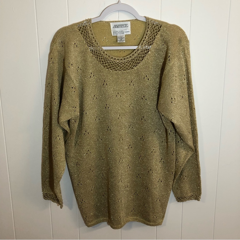 Sideffects Vintage Gold Metallic Sweater Small